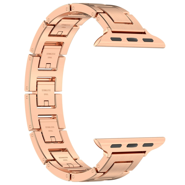 For Apple Watch SE 2022 40mm H Slim Stainless Steel Watch Band(Rose Gold) - Watch Bands by PMC Jewellery | Online Shopping South Africa | PMC Jewellery