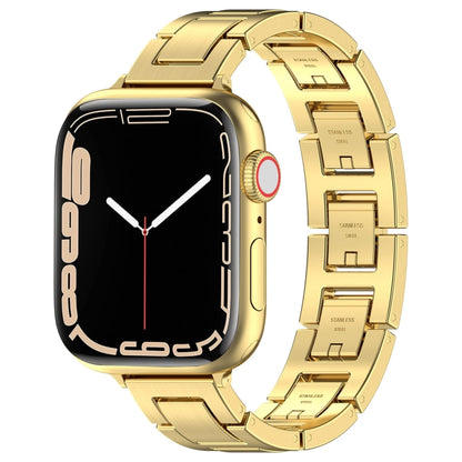 For Apple Watch Series 3 38mm H Slim Stainless Steel Watch Band(Gold) - Watch Bands by PMC Jewellery | Online Shopping South Africa | PMC Jewellery