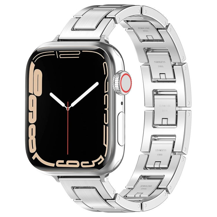 For Apple Watch 38mm H Slim Stainless Steel Watch Band(Silver) - Watch Bands by PMC Jewellery | Online Shopping South Africa | PMC Jewellery