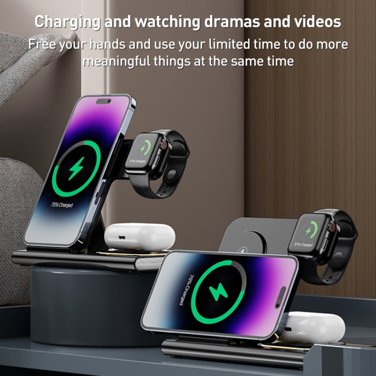 A80 3 in 1 15W Folding Wireless Charger(Black) - Wireless Charger by PMC Jewellery | Online Shopping South Africa | PMC Jewellery | Buy Now Pay Later Mobicred