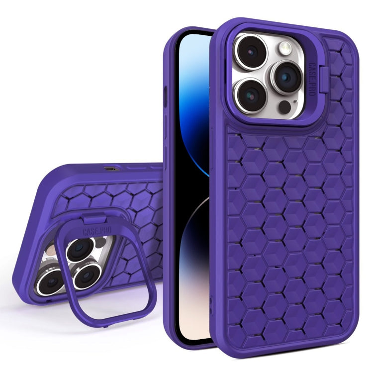 For iPhone 14 Pro Max Honeycomb Radiating Lens Holder Magsafe Phone Case(Purple) - iPhone 14 Pro Max Cases by PMC Jewellery | Online Shopping South Africa | PMC Jewellery