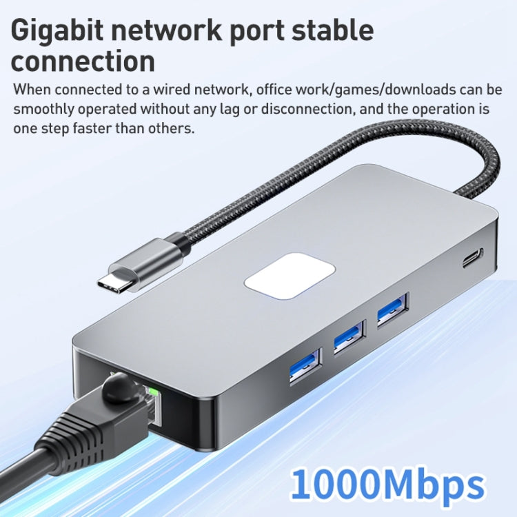 BYL-2401 8 in 1 Type-C to PD100W + USB3.0 + HDMI + DP + RJ45 HUB Docking Station(Space Grey) - USB HUB by PMC Jewellery | Online Shopping South Africa | PMC Jewellery | Buy Now Pay Later Mobicred