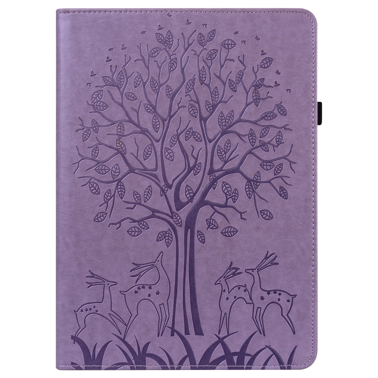 For Lenovo Tab M11 / Xiaoxin Pad 11 2024 Tree & Deer Embossed Leather Tablet Case(Purple) - Lenovo by PMC Jewellery | Online Shopping South Africa | PMC Jewellery | Buy Now Pay Later Mobicred