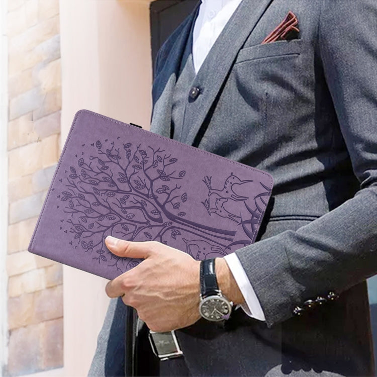 For Lenovo Tab M11 / Xiaoxin Pad 11 2024 Tree & Deer Embossed Leather Tablet Case(Purple) - Lenovo by PMC Jewellery | Online Shopping South Africa | PMC Jewellery | Buy Now Pay Later Mobicred