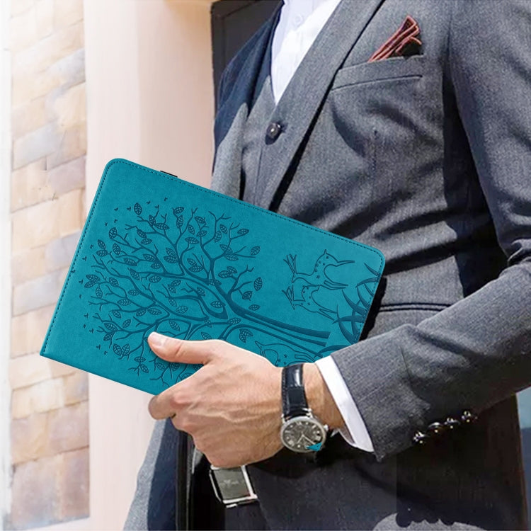 For Lenovo Tab M11 / Xiaoxin Pad 11 2024 Tree & Deer Embossed Leather Tablet Case(Blue) - Lenovo by PMC Jewellery | Online Shopping South Africa | PMC Jewellery | Buy Now Pay Later Mobicred