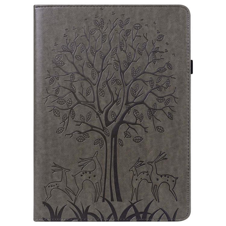 For Lenovo Tab M11 / Xiaoxin Pad 11 2024 Tree & Deer Embossed Leather Tablet Case(Grey) - Lenovo by PMC Jewellery | Online Shopping South Africa | PMC Jewellery | Buy Now Pay Later Mobicred