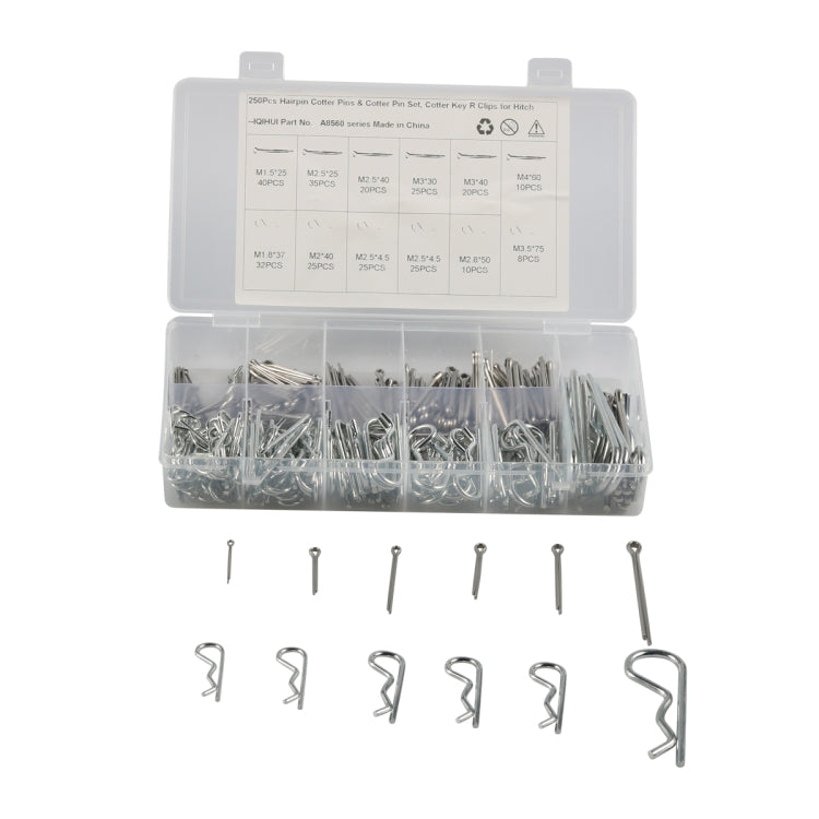 250pcs / Box Heavy Duty Zinc Plated Cotter R Tractor Clip Pin(Silver) - Booster Cable & Clip by PMC Jewellery | Online Shopping South Africa | PMC Jewellery