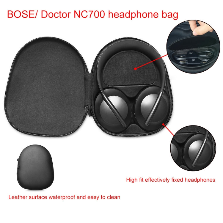 For Bose NC700 Bluetooth Headset Classic PU Storage Bag Protective Case(Black) - Other Accessories by PMC Jewellery | Online Shopping South Africa | PMC Jewellery | Buy Now Pay Later Mobicred