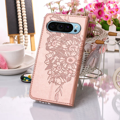 For Google Pixel 9 Embossed Butterfly Leather Phone Case(Rose Gold) - Google Cases by PMC Jewellery | Online Shopping South Africa | PMC Jewellery | Buy Now Pay Later Mobicred