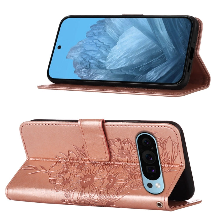 For Google Pixel 9 Embossed Butterfly Leather Phone Case(Rose Gold) - Google Cases by PMC Jewellery | Online Shopping South Africa | PMC Jewellery | Buy Now Pay Later Mobicred