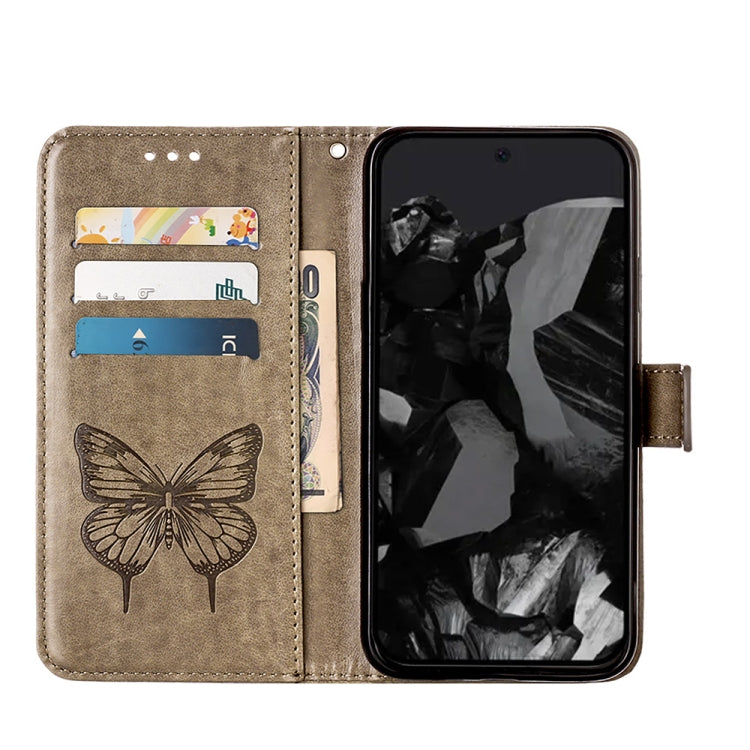 For Google Pixel 9 Pro Embossed Butterfly Leather Phone Case(Grey) - Google Cases by PMC Jewellery | Online Shopping South Africa | PMC Jewellery | Buy Now Pay Later Mobicred