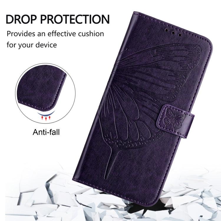 For Google Pixel 9 Pro XL Embossed Butterfly Leather Phone Case(Dark Purple) - Google Cases by PMC TechLife | Online Shopping South Africa | PMC TechLife | Buy Now Pay Later Mobicred