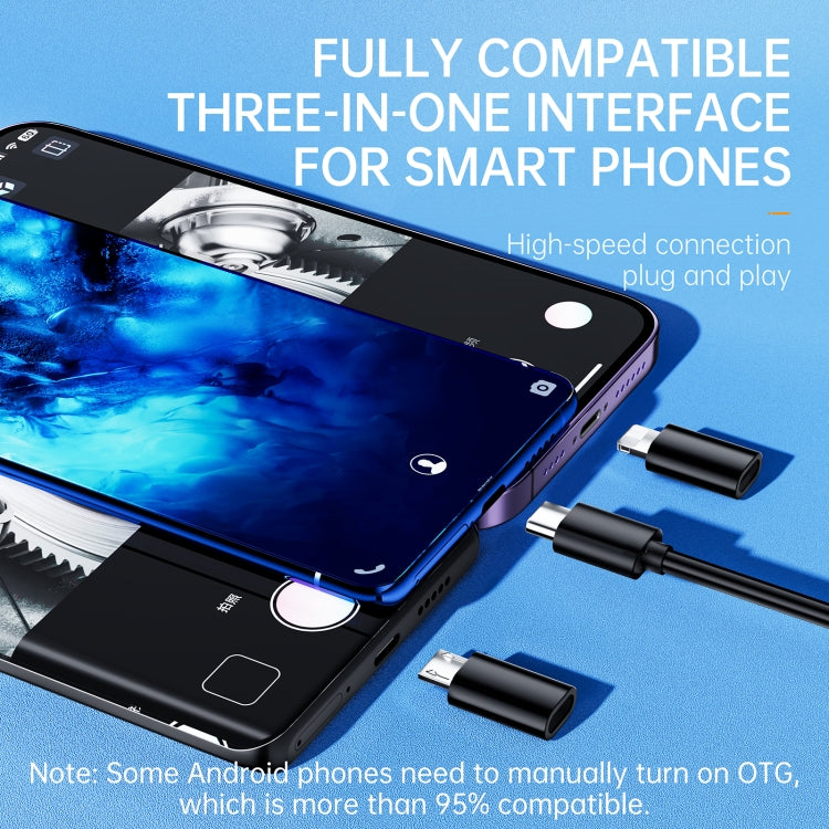 AN112 8mm Double Lenses HD Industry Endoscope Type-C + Micro USB + 8 Pin Connection, Length:1m Hard Tube -  by PMC TechLife | Online Shopping South Africa | PMC TechLife | Buy Now Pay Later Mobicred