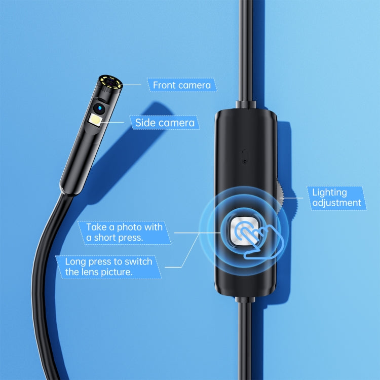 AN112 8mm Double Lenses HD Industry Endoscope Type-C + Micro USB + 8 Pin Connection, Length:2m Hard Tube -  by PMC Jewellery | Online Shopping South Africa | PMC Jewellery | Buy Now Pay Later Mobicred