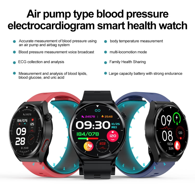 S22 Air Pump Blood Pressure Testing ECG Health Smart Watch, 1.39 inch Round Screen(Blue) - Smart Watches by PMC Jewellery | Online Shopping South Africa | PMC Jewellery