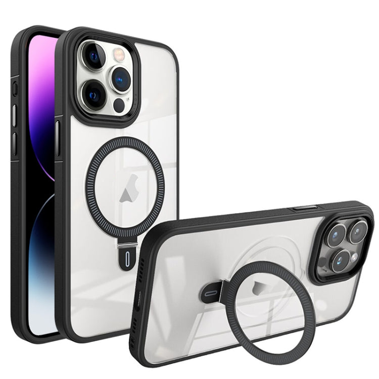For iPhone 14 Pro Max Shield Armor MagSafe Holder Phone Case(Black) - iPhone 14 Pro Max Cases by PMC TechLife | Online Shopping South Africa | PMC TechLife