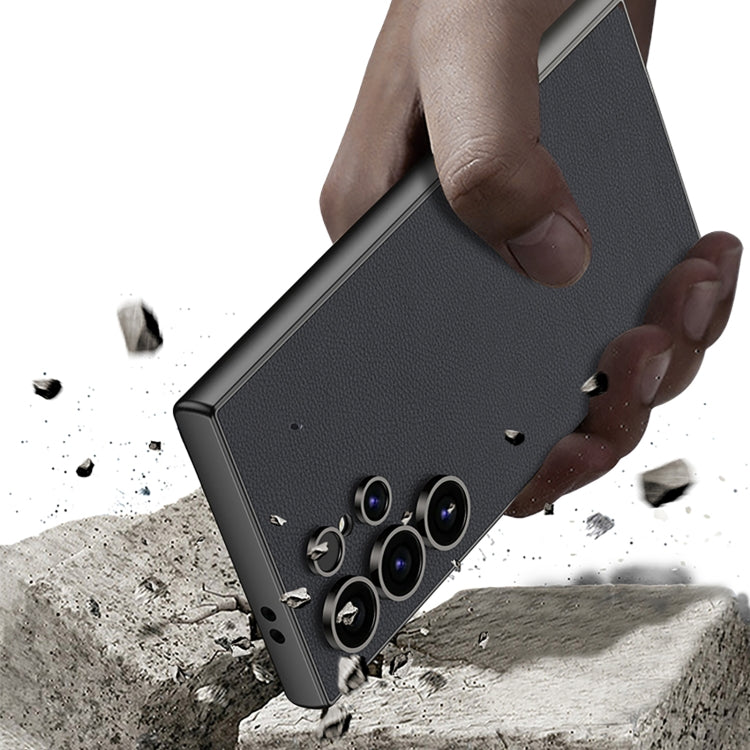 For Samsung Galaxy S24 Ultra 5G GKK Metal Paint Skin Feel Leather Full Coverage Phone Case(Grey) - Galaxy S24 Ultra 5G Cases by GKK | Online Shopping South Africa | PMC Jewellery | Buy Now Pay Later Mobicred