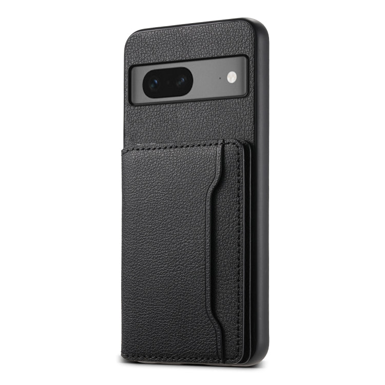 For Google Pixel 7 5G Calf Texture Card Bag Design Full Coverage Phone Case(Black) - Google Cases by PMC Jewellery | Online Shopping South Africa | PMC Jewellery | Buy Now Pay Later Mobicred