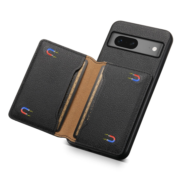 For Google Pixel 7 5G Calf Texture Card Bag Design Full Coverage Phone Case(Black) - Google Cases by PMC TechLife | Online Shopping South Africa | PMC TechLife | Buy Now Pay Later Mobicred