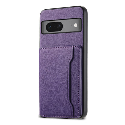 For Google Pixel 7 5G Calf Texture Card Bag Design Full Coverage Phone Case(Purple) - Google Cases by PMC Jewellery | Online Shopping South Africa | PMC Jewellery | Buy Now Pay Later Mobicred