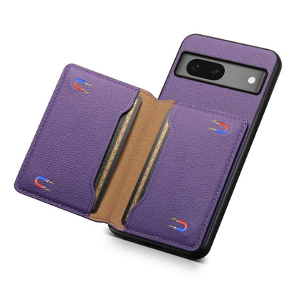 For Google Pixel 7 5G Calf Texture Card Bag Design Full Coverage Phone Case(Purple) - Google Cases by PMC Jewellery | Online Shopping South Africa | PMC Jewellery | Buy Now Pay Later Mobicred