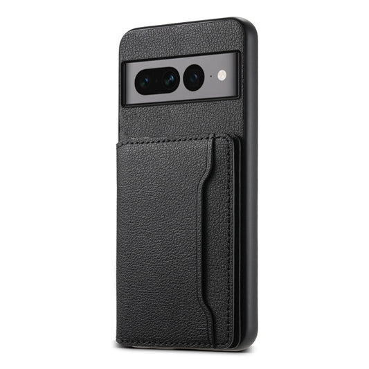 For Google Pixel 7 Pro 5G Calf Texture Card Bag Design Full Coverage Phone Case(Black) - Google Cases by PMC Jewellery | Online Shopping South Africa | PMC Jewellery | Buy Now Pay Later Mobicred