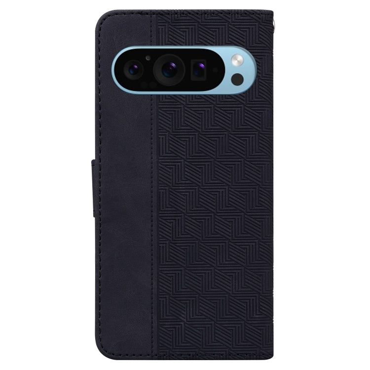For Google Pixel 9 Geometric Embossed Leather Phone Case(Black) - Google Cases by PMC TechLife | Online Shopping South Africa | PMC TechLife | Buy Now Pay Later Mobicred