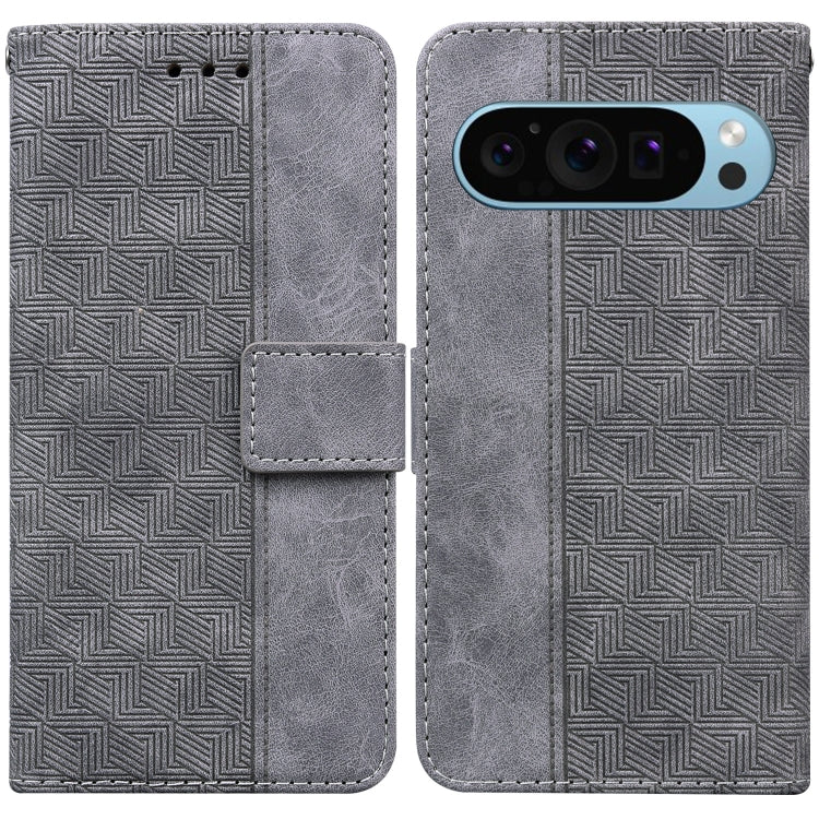 For Google Pixel 9 Pro 5G Geometric Embossed Leather Phone Case(Grey) - Google Cases by PMC Jewellery | Online Shopping South Africa | PMC Jewellery | Buy Now Pay Later Mobicred