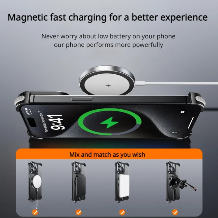 For iPhone 14 Pro MagSafe Magnetic Frameless Holder Phone Case(Black) - iPhone 14 Pro Cases by PMC TechLife | Online Shopping South Africa | PMC TechLife