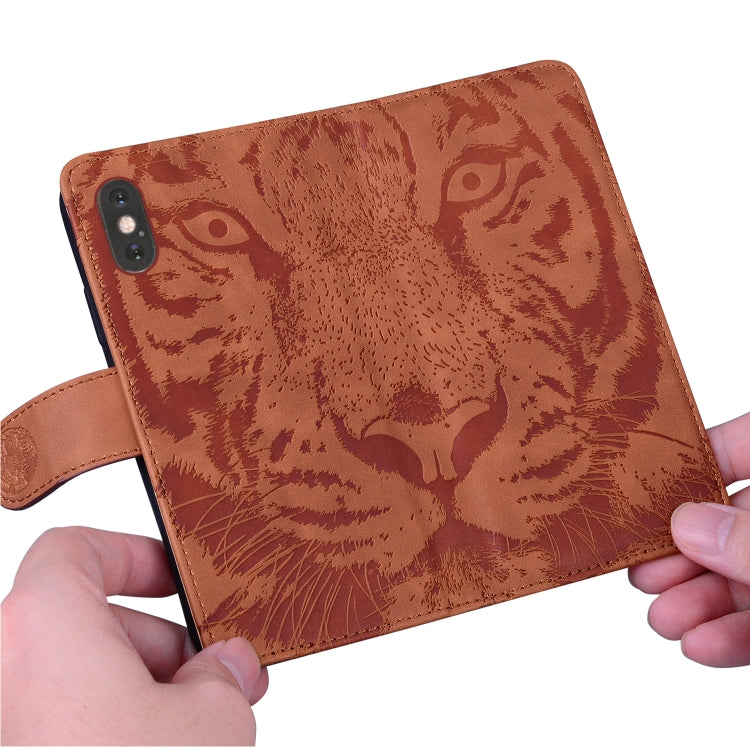 For Google Pixel 9 Tiger Embossing Pattern Flip Leather Phone Case(Brown) - Google Cases by PMC Jewellery | Online Shopping South Africa | PMC Jewellery | Buy Now Pay Later Mobicred