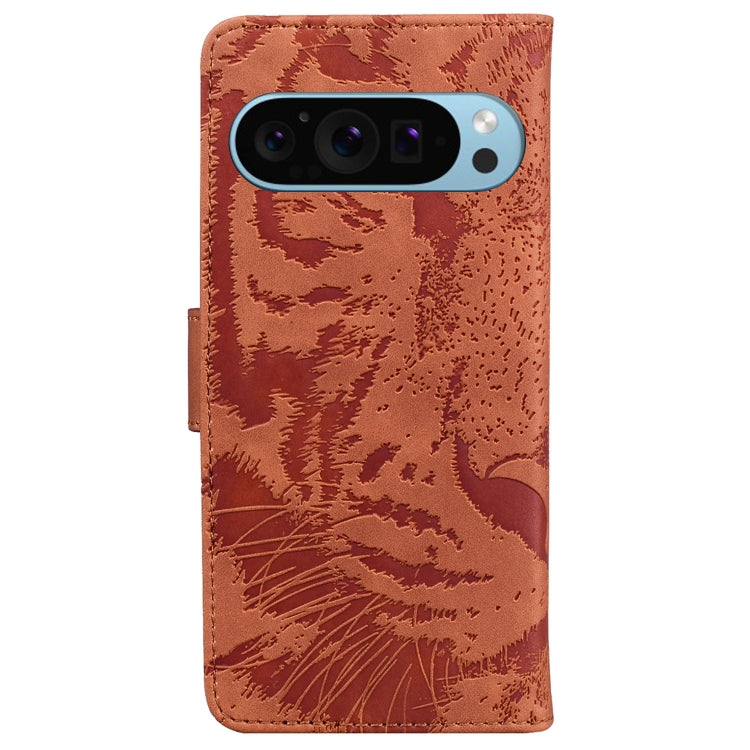 For Google Pixel 9 Pro 5G Tiger Embossing Pattern Flip Leather Phone Case(Brown) - Google Cases by PMC Jewellery | Online Shopping South Africa | PMC Jewellery | Buy Now Pay Later Mobicred