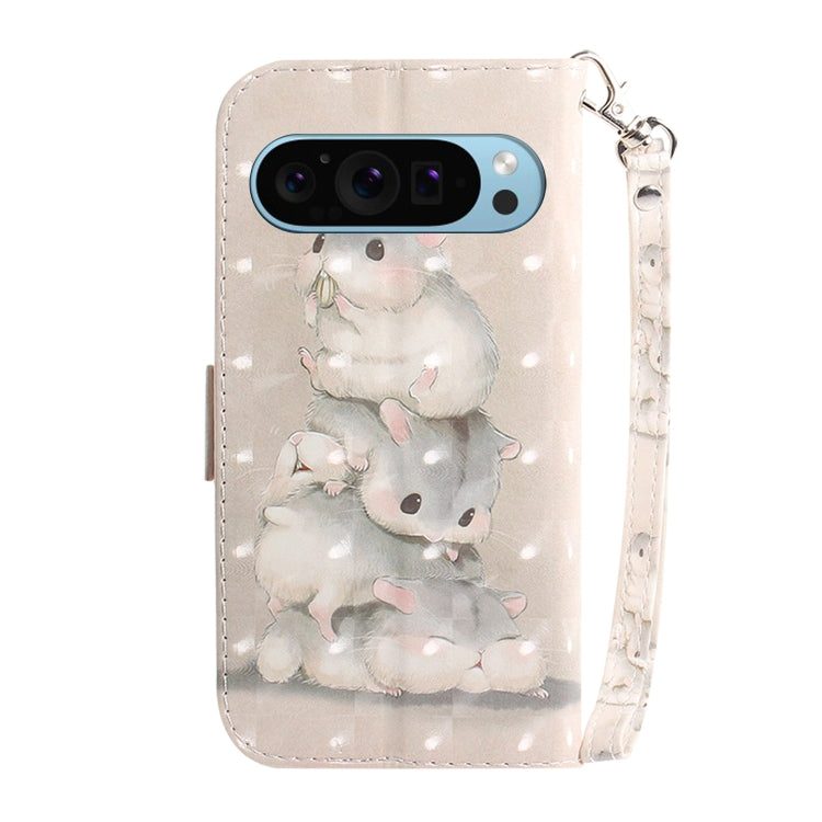 For Google Pixel 9 Pro 3D Colored Horizontal Flip Leather Phone Case(Squirrels) - Google Cases by PMC TechLife | Online Shopping South Africa | PMC TechLife | Buy Now Pay Later Mobicred