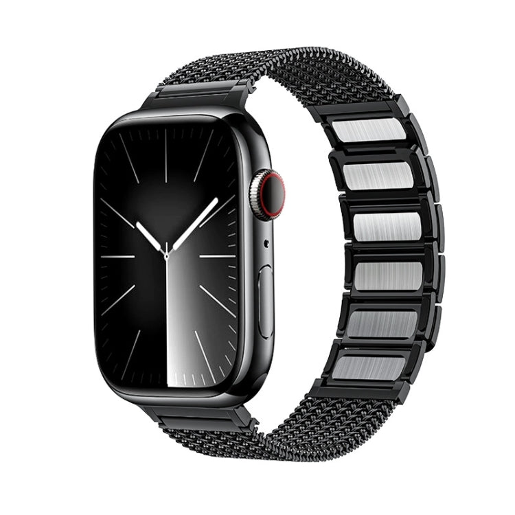 For Apple Watch Series 7 41mm Magnetic Clasp Braided Chain Stainless Steel Watch Band(Black) - Watch Bands by PMC Jewellery | Online Shopping South Africa | PMC Jewellery