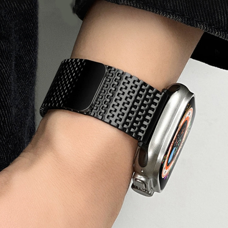 For Apple Watch SE 2023 44mm Milanese Loop Magnetic Clasp Stainless Steel Watch Band(Black) - Watch Bands by PMC Jewellery | Online Shopping South Africa | PMC Jewellery