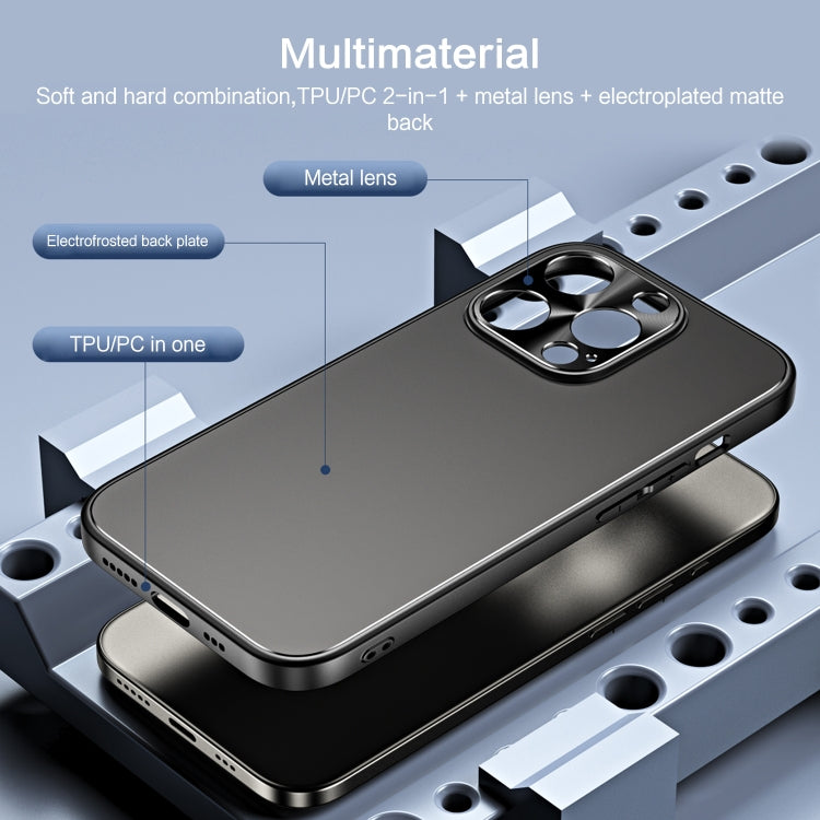 For iPhone 15 Pro Max R-JUST RJ-61 Electroplating Frosted TPU + PC Phone Case(Blue) - iPhone 15 Pro Max Cases by R-JUST | Online Shopping South Africa | PMC TechLife