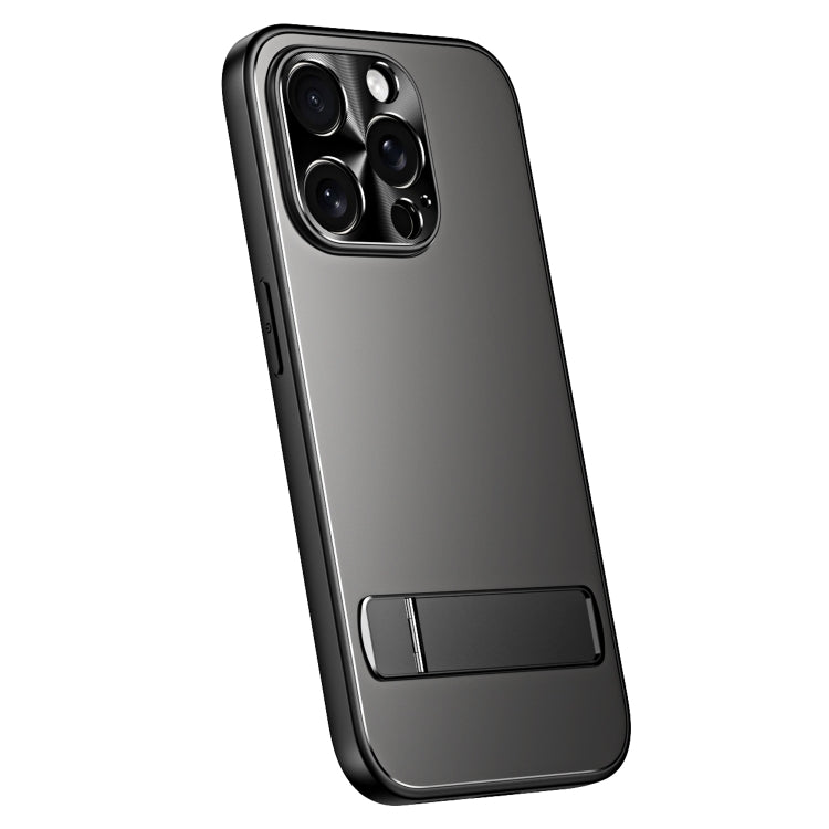 For iPhone 15 Pro R-JUST RJ-61 Electroplating Frosted TPU + PC Phone Case with Holder(Grey) - iPhone 15 Pro Cases by R-JUST | Online Shopping South Africa | PMC Jewellery