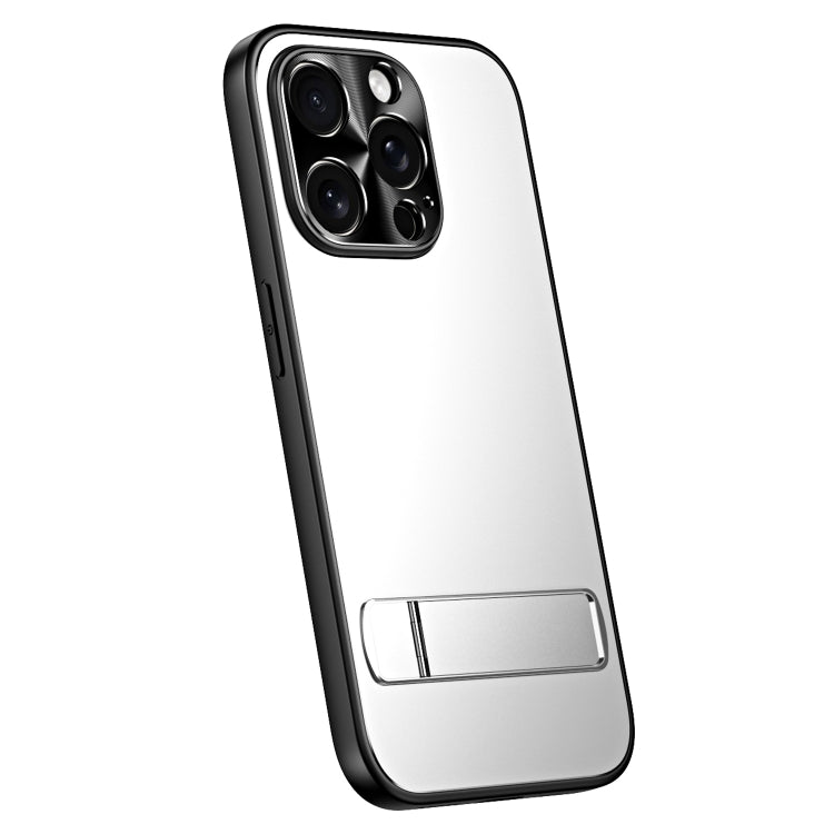For iPhone 14 Pro R-JUST RJ-61 Electroplating Frosted TPU + PC Phone Case with Holder(Silver) - iPhone 14 Pro Cases by R-JUST | Online Shopping South Africa | PMC TechLife