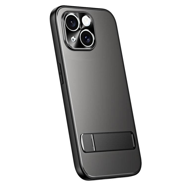 For iPhone 14 Plus R-JUST RJ-61 Electroplating Frosted TPU + PC Phone Case with Holder(Grey) - iPhone 14 Plus Cases by R-JUST | Online Shopping South Africa | PMC TechLife | Buy Now Pay Later Mobicred