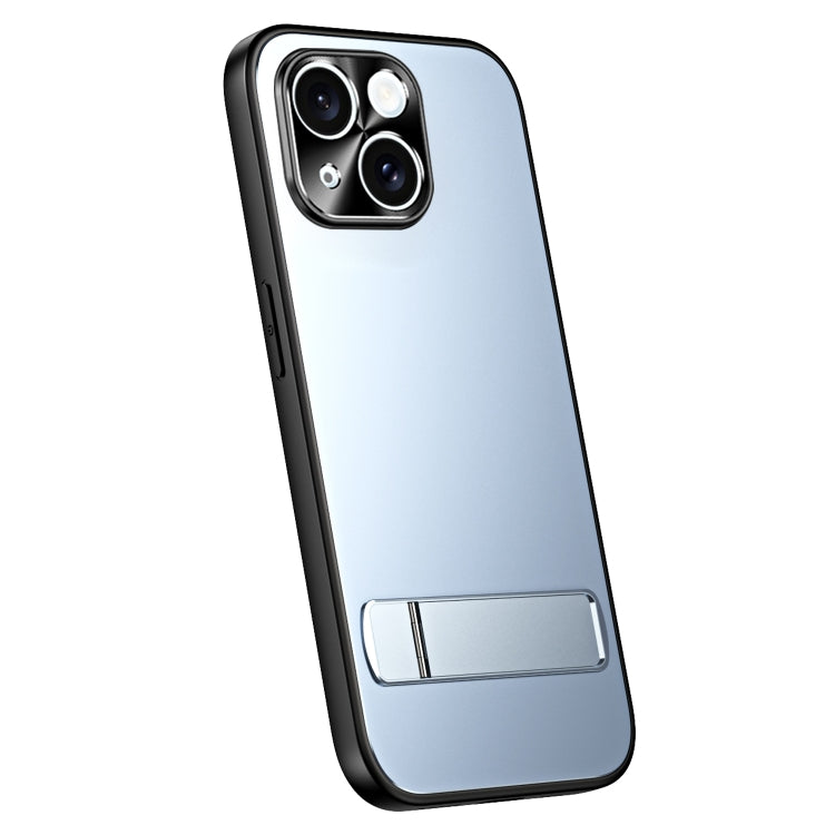 For iPhone 13 R-JUST RJ-61 Electroplating Frosted TPU + PC Phone Case with Holder(Blue) - iPhone 13 Cases by R-JUST | Online Shopping South Africa | PMC TechLife | Buy Now Pay Later Mobicred