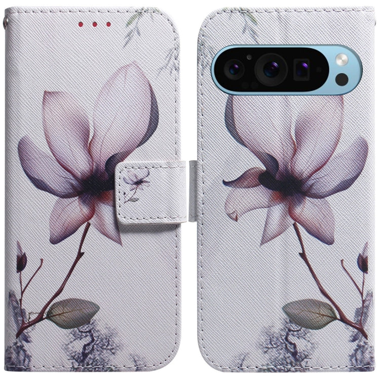 For Google Pixel 9 Coloured Drawing Flip Leather Phone Case(Magnolia) - Google Cases by PMC Jewellery | Online Shopping South Africa | PMC Jewellery | Buy Now Pay Later Mobicred