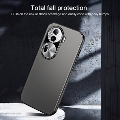 For OPPO Reno11 Pro Global R-JUST RJ-61 Electroplating Frosted TPU + PC Phone Case with Holder(Silver) - Reno11 Pro Cases by R-JUST | Online Shopping South Africa | PMC Jewellery
