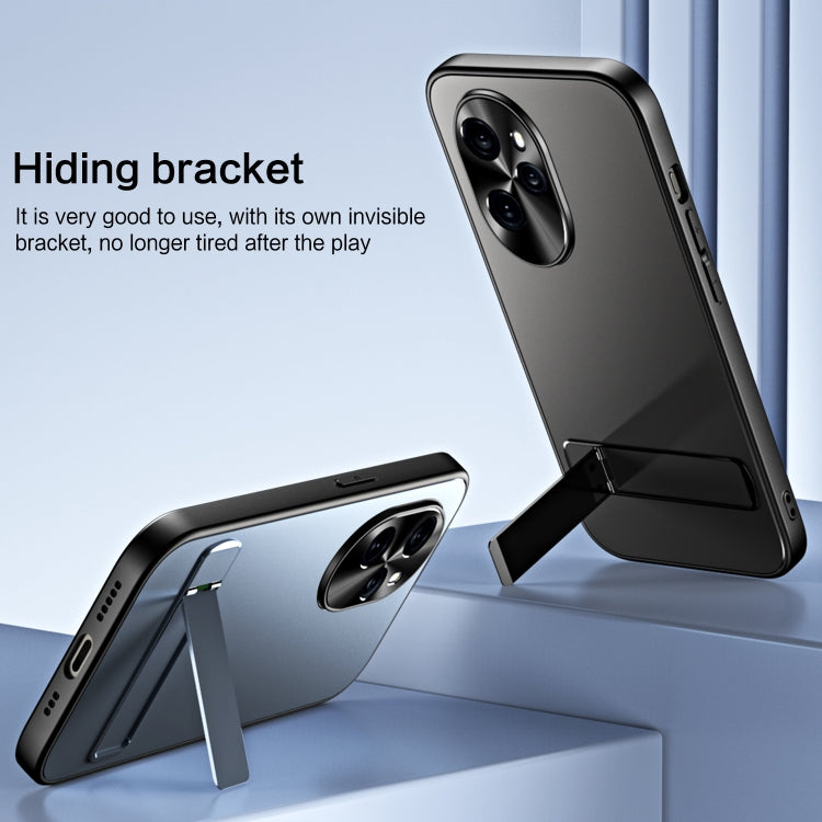 For Honor 100 R-JUST RJ-61 Electroplating Frosted TPU + PC Phone Case with Holder(Grey) - Honor Cases by R-JUST | Online Shopping South Africa | PMC TechLife | Buy Now Pay Later Mobicred