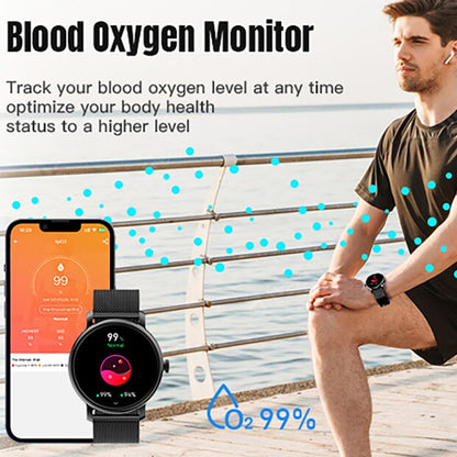 LEMFO LF35 1.43 inch AMOLED Round Screen Steel Strap Smart Watch Supports Blood Oxygen Detection(Gold) - Smart Watches by LEMFO | Online Shopping South Africa | PMC Jewellery