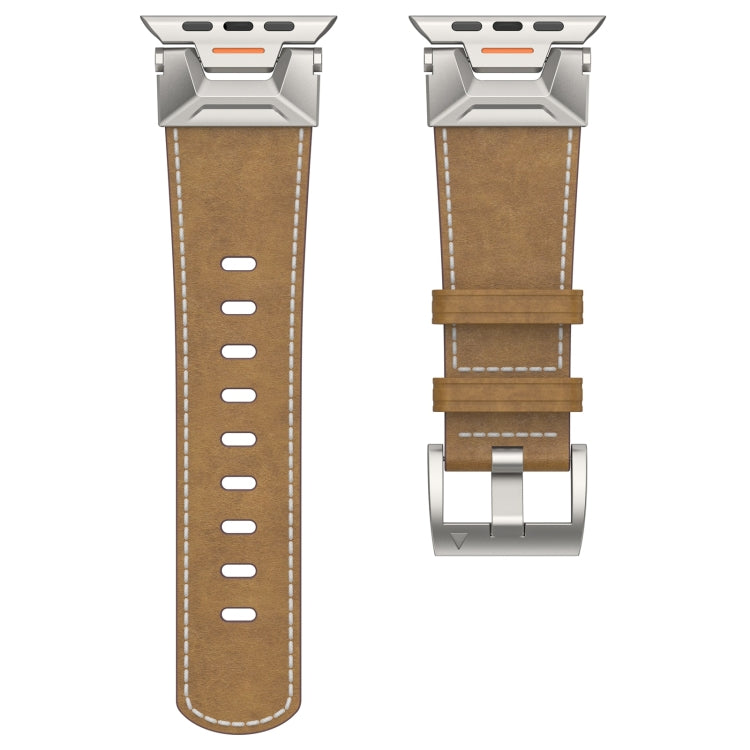 For Apple Watch Series 5 44mm Mecha Style Leather Watch Band(Light Brown) - Watch Bands by PMC TechLife | Online Shopping South Africa | PMC TechLife
