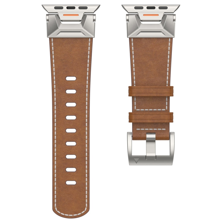 For Apple Watch Series 4 44mm Mecha Style Leather Watch Band(Dark Brown) - Watch Bands by PMC TechLife | Online Shopping South Africa | PMC TechLife
