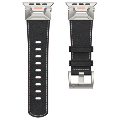 For Apple Watch Series 3 42mm Mecha Style Leather Watch Band(Black Napa) - Watch Bands by PMC Jewellery | Online Shopping South Africa | PMC Jewellery