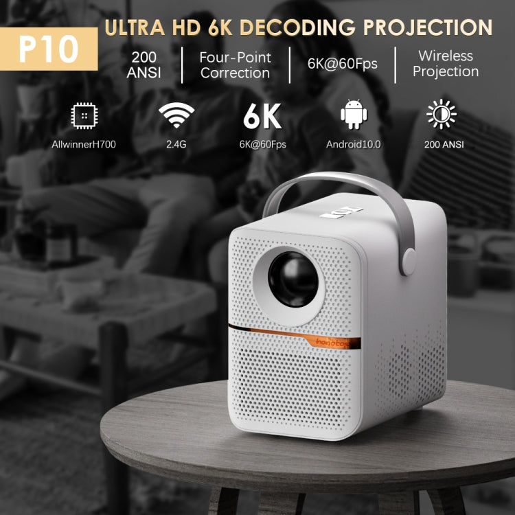 GXMO P10 Android 10 OS HD Portable WiFi Projector, Plug Type:US Plug(White) - Mini Projector by GXMO | Online Shopping South Africa | PMC Jewellery | Buy Now Pay Later Mobicred