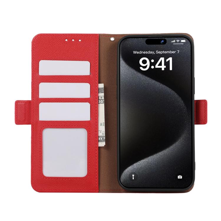 For iPhone 17 Pro Max ABEEL Side-Magnetic Litchi Pattern Leather RFID Phone Case(Red) - free shipping - PMc TechLife - Order now!