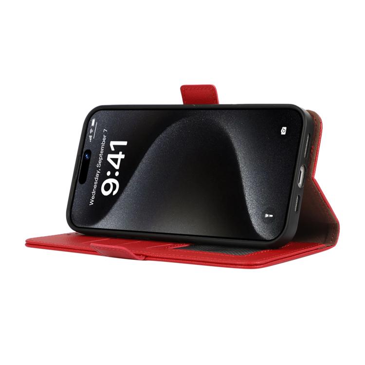 For iPhone 17 Pro Max ABEEL Side-Magnetic Litchi Pattern Leather RFID Phone Case(Red) - free shipping - PMc TechLife - Order now!