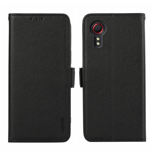 For Samsung Galaxy Xcover7 ABEEL Side-Magnetic Litchi Pattern Leather RFID Phone Case(Black) - Galaxy Phone Cases by PMC Jewellery | Online Shopping South Africa | PMC Jewellery